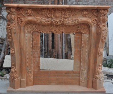Casa Padrino marco de chimenea de mármol barroco de lujo rojo claro 150 x 30 x A. 120 cm - Muebles barrocos