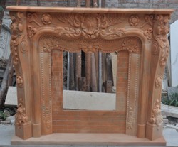 Casa Padrino marco de chimenea de mármol barroco de lujo rojo claro 150 x 30 x A. 120 cm - Muebles barrocos