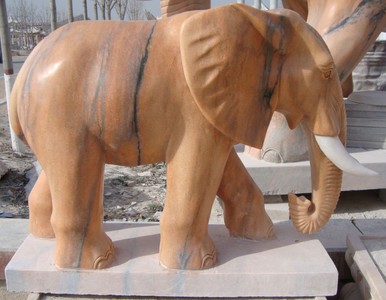 Casa Padrino scultura in marmo di lusso elefante beige / bianco 150 cm - Decorazione da giardino