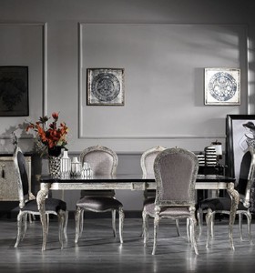 Casa Padrino Luxus Barock Esszimmer Stuhl Silber / Gold H. 102 cm - Barock Esszimmer Möbel