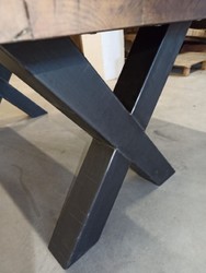 Casa Padrino table à manger de style campagnard avec plateau en verre marron / noir 200 cm - Meubles de salle à manger de style campagnard