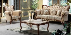Casa Padrino divano barocco di lusso beige / marrone / oro 230 cm - Mobile da soggiorno barocco