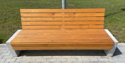 Parkbank Stadtbank Gartenbank mit Rückenlehne Naturfarben Grau