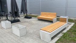 Casa Padrino banco de parque - banco urbano con respaldo natural / gris 200 cm