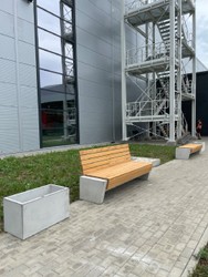 Casa Padrino banco de parque - banco urbano con respaldo natural / gris 200 cm