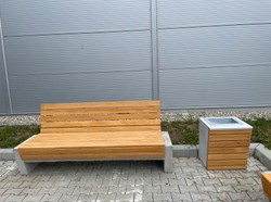 Casa Padrino banco de parque - banco urbano con respaldo natural / gris 200 cm