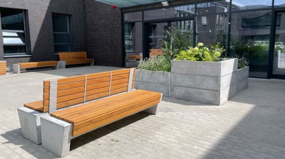 Casa Padrino Parkbank - Stadtbank Naturfarben / Grau 200 cm