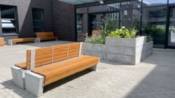 Casa Padrino banco de parque - banco urbano natural / gris 200 cm