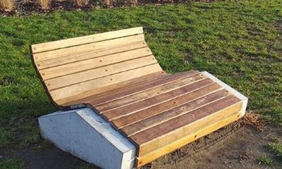 Doppel Parkliege Gartenliege Naturfarben Grau