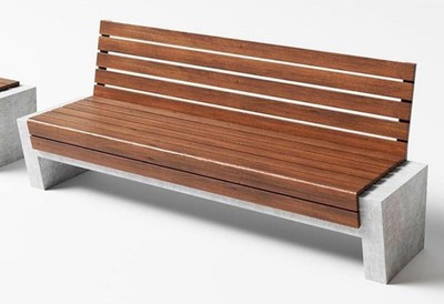 Parkbank Stadtbank Gartenbank mit Rückenlehne Braun Grau
