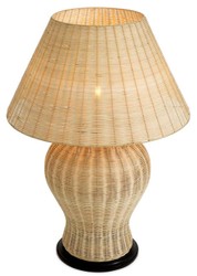 Casa Padrino lámpara de mesa de ratán de lujo natural / negro Ø 66,5 x A. 96,5 cm