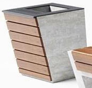 Garten Terrassen Park Stadt Abfallbehälter Mülleimer Braun Grau Silber