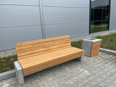 Casa Padrino Park Abfallbehälter Naturfarben / Grau / Silber H. 60 cm - Stadt Abfalleimer - Beton Mülleimer