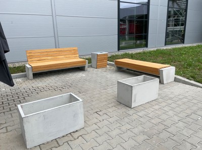 Casa Padrino Park Abfallbehälter Naturfarben / Grau / Silber H. 60 cm - Stadt Abfalleimer - Beton Mülleimer