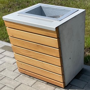 Casa Padrino papelera de parque natural / gris / plata A. 60 cm - Papelera urbana - Papelera de hormigón