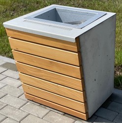 Casa Padrino papelera de parque natural / gris / plata A. 60 cm - Papelera urbana - Papelera de hormigón