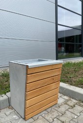 Casa Padrino papelera de parque natural / gris / plata A. 60 cm - Papelera urbana - Papelera de hormigón