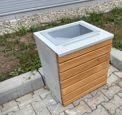 Casa Padrino papelera de parque natural / gris / plata A. 60 cm - Papelera urbana - Papelera de hormigón