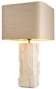 Luxus Travertin Tischleuchte Schreibtischleuchte Weiß Beige