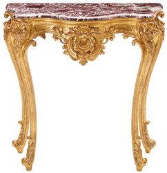 Casa Padrino luxury baroque console with marble top gold / red 93 x H. 88 cm - Baroque Furniture - Made in Italy