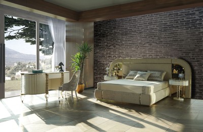 Casa Padrino Luxus Art Deco Schminkkommode Weiß / Gold 188 cm - Luxus Art Deco Schlafzimmer Möbel