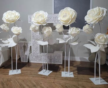 Luxus XXL Hochzeits Deko Rosen 6er Set Weiß Creme