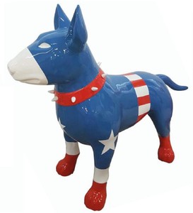 Casa Padrino figura decorativa XXL cane blu / bianco / rosso 116 cm - Scultura decorativa da giardino