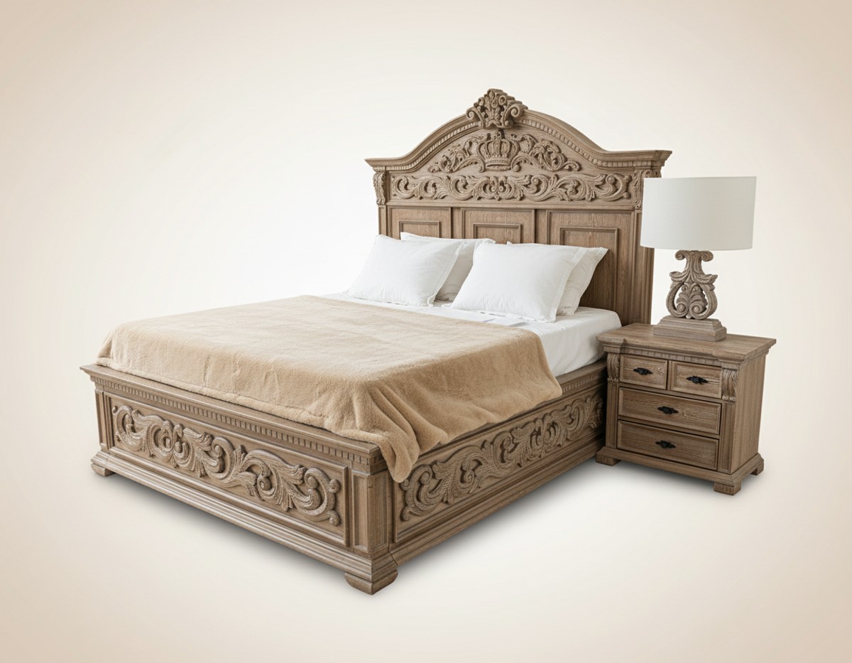 Pompöös de Casa Padrino cama doble barroco de lujo Provenza marron / gris - Diseñado por Harald Glööckler Pompöös de Casa Padrino cama doble barroco de lujo Provenza marron / gris - Diseñado por Harald Glööckler