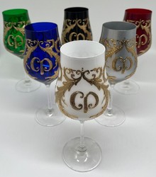 Casa Padrino conjunto de copas de vino barrocos de lujo colorido / oro - Copas de vino con baño de oro de 24 quilates