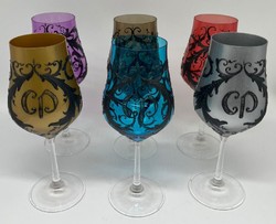 Casa Padrino ensemble de verres à vin baroques de luxe coloré / noir - Verres à vin faits à la main