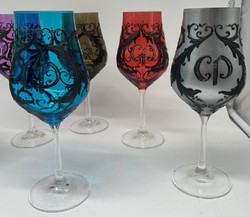 Casa Padrino ensemble de verres à vin baroques de luxe coloré / noir - Verres à vin faits à la main