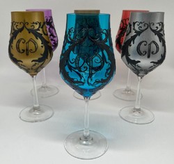 Casa Padrino ensemble de verres à vin baroques de luxe coloré / noir - Verres à vin faits à la main