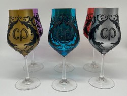 Casa Padrino ensemble de verres à vin baroques de luxe coloré / noir - Verres à vin faits à la main