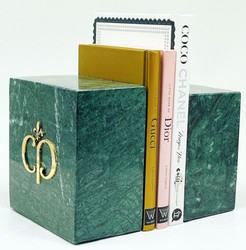 Casa Padrino luxury marble decorative bookend set green / gold