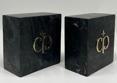 Casa Padrino Luxus Marmor Deko Buchstützen Set Schwarz / Gold