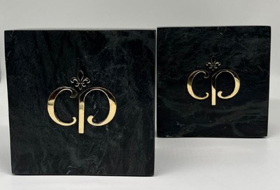 Casa Padrino Luxus Marmor Deko Buchstützen Set Schwarz / Gold