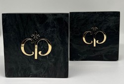 Casa Padrino conjunto de sujetalibros decorativos de mármol de lujo negro / oro