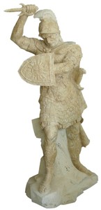 Casa Padrino escultura de mármol estilo antiguo soldado romano derecho beige / gris A. 210 cm - Decoración de jardín