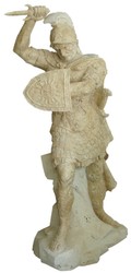 Casa Padrino escultura de mármol estilo antiguo soldado romano derecho beige / gris A. 210 cm - Decoración de jardín