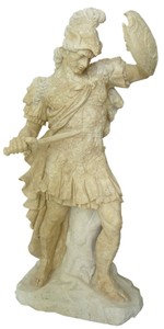 Casa Padrino escultura de mármol estilo antiguo soldado romano izquierdo beige / gris A. 210 cm - Decoración de jardín