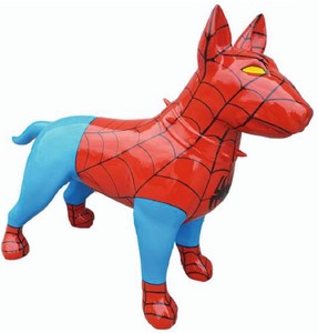 Casa Padrino figura decorativa XXL cane rosso / blu / nero 116 cm - Scultura decorativa da giardino