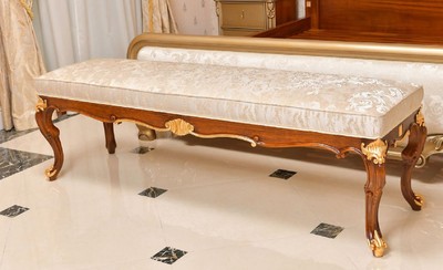 Casa Padrino banc baroque de luxe crème / marron / or 170 cm - Meubles baroques - Fabriqué en Italie