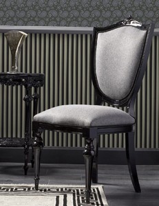 Prunkvoller Luxus Barock Esszimmer Stuhl Silbergrau Schwarz