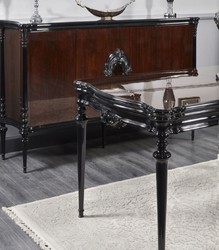 Prunkvoller Luxus Barock Massivholz Esstisch Küchentisch Schwarz
