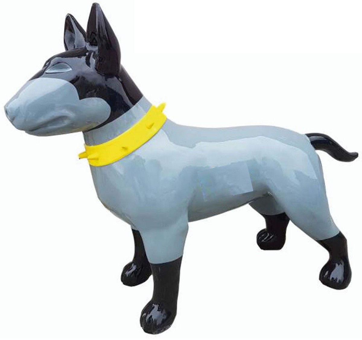 Casa Padrino figurine décorative XXL chien gris / noir / jaune 116 cm - Sculpture décorative de jardin Casa Padrino figurine décorative XXL chien gris / noir / jaune 116 cm - Sculpture décorative de jardin