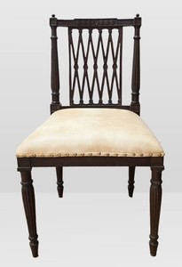 Prunkvoller Luxus Barock Esszimmer Stuhl Beige Dunkelbraun