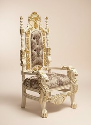Pompöös by Casa Padrino Luxus Barock Thron Sessel Provence Silber / Cremeweiß / Gold - designed by Harald Glööckler