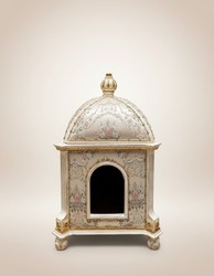 Pompöös de Casa Padrino casa para gatos barroco Provenza plata / crema blanco / oro - diseñada por Harald Glööckler Pompöös de Casa Padrino casa para gatos barroco Provenza plata / crema blanco / oro - diseñada por Harald Glööckler