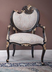 Casa Padrino fauteuil baroque de luxe côté droit gris / noir / or - Meubles baroques - Fabriqué en Italie Casa Padrino fauteuil baroque de luxe côté droit gris / noir / or - Meubles baroques - Fabriqué en Italie