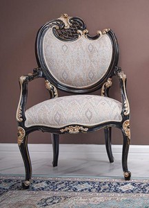 Casa Padrino fauteuil baroque de luxe côté gauche gris / noir / or - Meubles baroques - Fabriqué en Italie